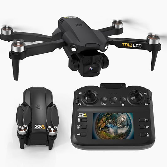 Drone with Camera LCD Screen RC FPV Drone with Brushless Motor Professional Live Video UHD, Drones for Adults Foldable Mini Quadcopter for Beginners, 360° Flips Support 32G SD Card MAX Under 250G Gifts