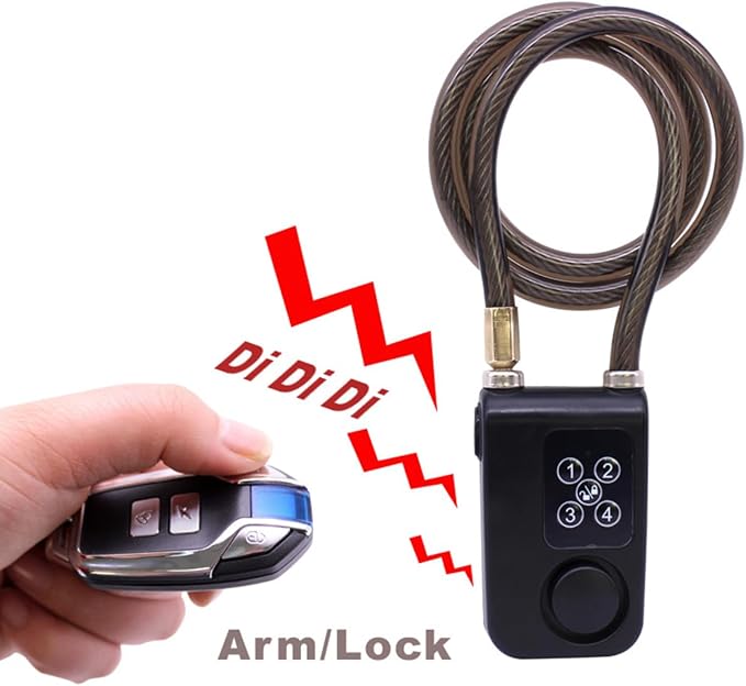 Mengshen Waterproof Bike Alarm Lock with GPS Tracker Black | 110dB Loud Anti-Theft Alarm, 150ft Remote Control, For Bicycle Motorcycle Scooter, Password & Remote Lock