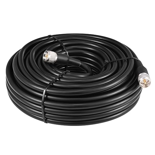 MOOKEERF 75ft UHF Male to Male Coax Cable - Low Loss UHF CB Coax Cable for HAM, VHF Radio, SWR Meter, Antenna Analyzer