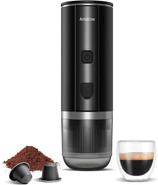 Portable Espresso Maker, 20 Bar Electric Espresso Machine for Travel, Camping, Rechargeable USB-C Mini Coffee Maker for NS Capsule Pods and Ground Coffee, Matte Black