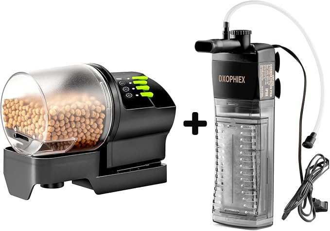 DXOPHIEX Automatic Fish Feeder with Fish Tank Filter