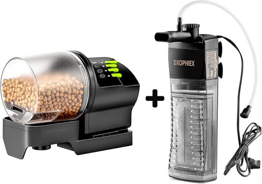 DXOPHIEX Automatic Fish Feeder with Fish Tank Filter