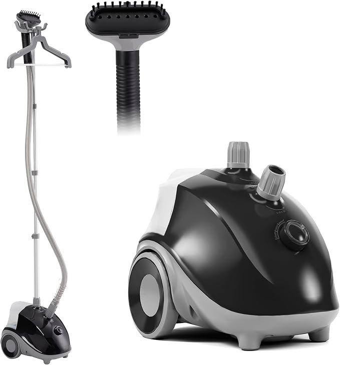 Sweetcrispy Garment Steamer for Clothes Standing, 1500W Powerful Clothes Steamer Standing with Wheels, 1.7L Water Tank for 55 Min Continuous Steaming, Professional Wrinkle Remover Heats in 45 Seconds