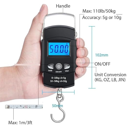 4-Piece Portable 50kg Digital Hanging Luggage Weight Scale - Backlight Electronic Tool for Fishing & Travel