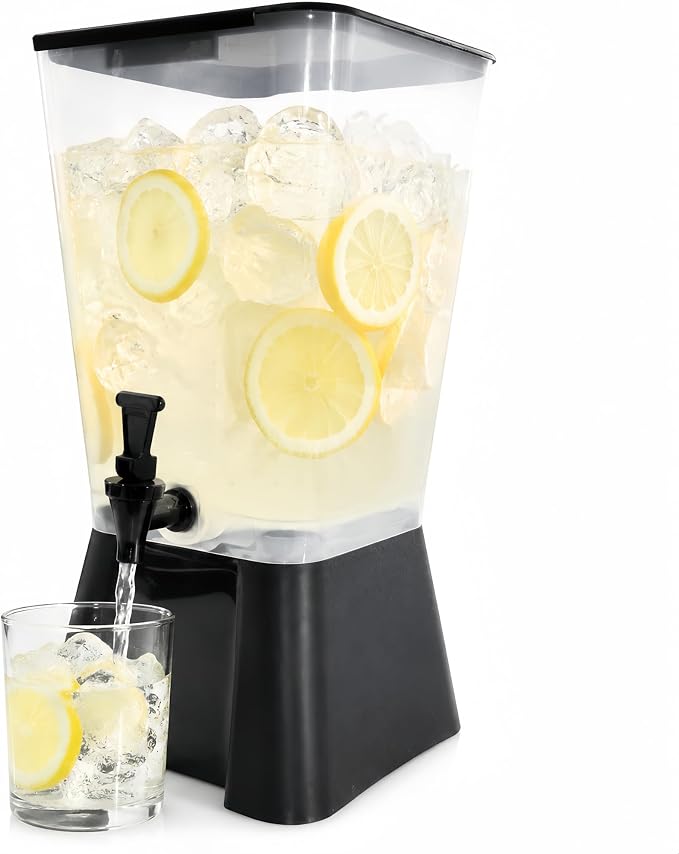 5 Gallon Beverage Dispenser with Spigot, Commercial Juice & Drink Dispenser, Food-Grade Large Water Dispenser for Parties, Weddings, Catering, Tea, Lemonade, Cold Drinks, Clear Plastic Container 19L