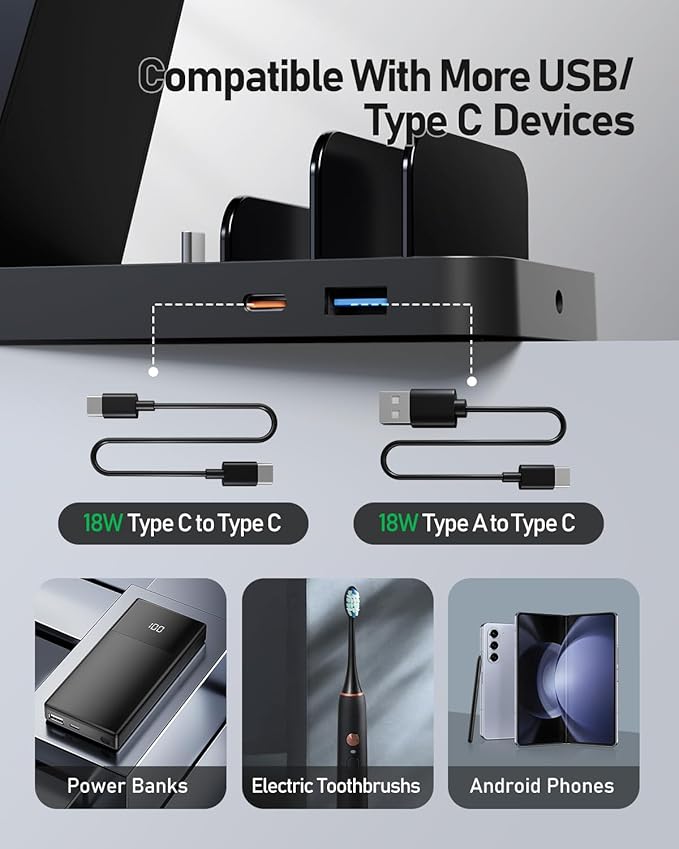 Wireless Charger for Samsung, 5 in 1 Android Charging Station for Galaxy S26 Ultra/S25/S24/S23/S22/S21, Galaxy Watch Ultra/8/7/6/5, Galaxy Buds 2/2 Pro, Multi Device Charger Stand, Black