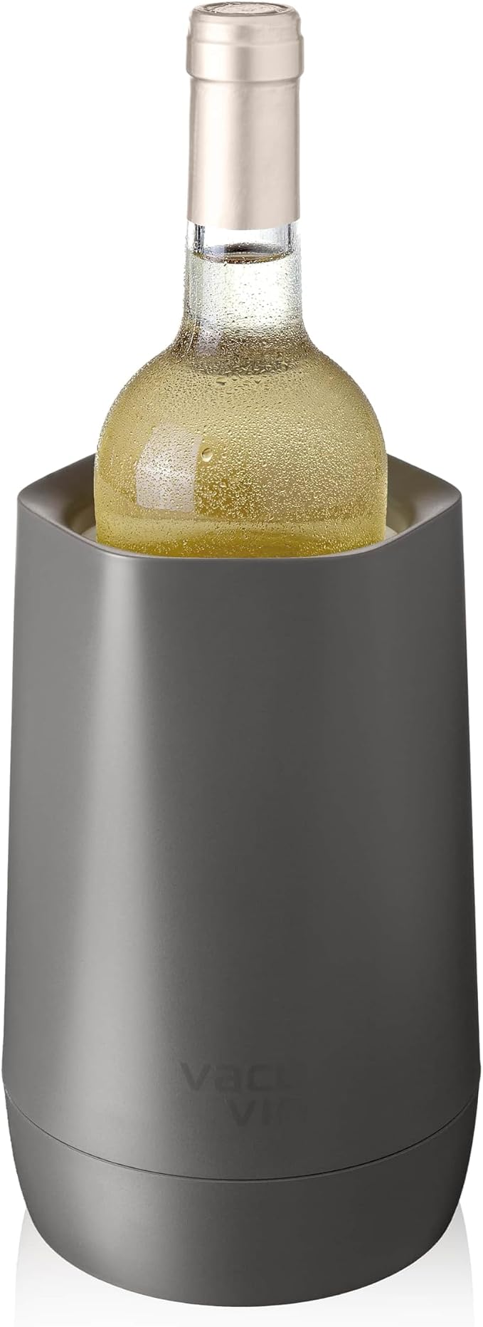 Vacu Vin Wine Cooler Hexo – Graphite – Modern Active Wine Bottle Chiller with Removable Cooling Sleeve – Geometric Design – Reusable, Ice-Free Cooler – Fits Standard Bottles – Tabletop Wine Accessory