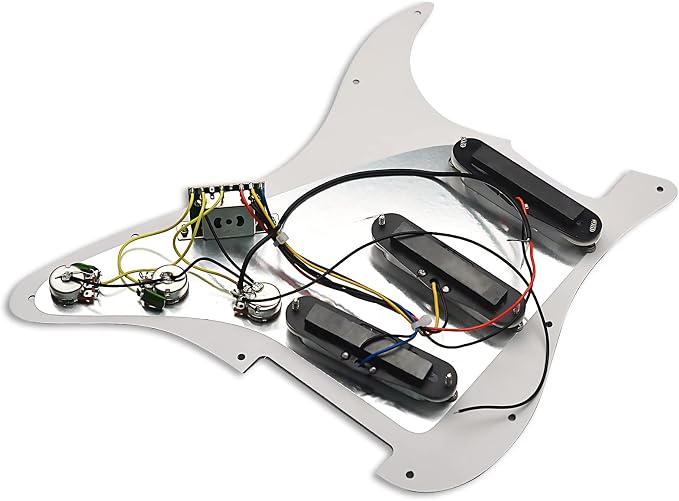 SAPHUE Prewired ST Pickguard Coil Pickups Adjustable Big Screws Loaded Electric Guitar Pickguard for Fender Strandard Straocaster Guitar Parts (SSS,White)