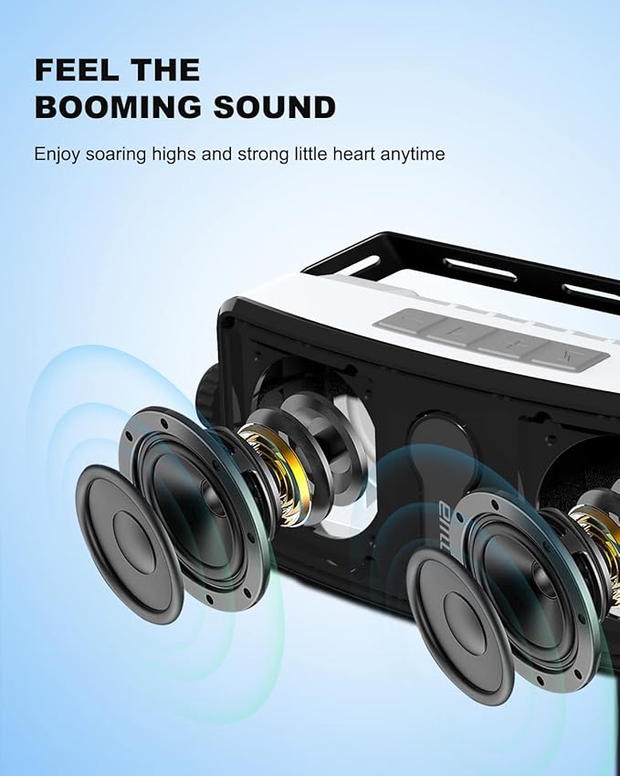 Inwa Bluetooth Outdoor Speaker, IPX5 Waterproof Wall Mount Speaker, Wireless Sync Up to 100 Speakers, Connect Seamlessly to Phone, Computer, Suitable for Patio, Porch, Gazebo, Garage, 2 PCS
