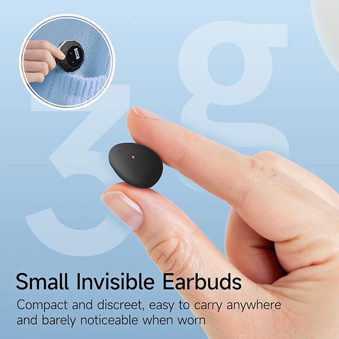 Sleep Earbuds for Side Sleepers, Mini Invisible Wireless Bluetooth 6.0 Micro Sleep Headphones, Hidden Earbuds with LED Screen for Small Ears Sleeping Working, Exercise, Hiking - Black