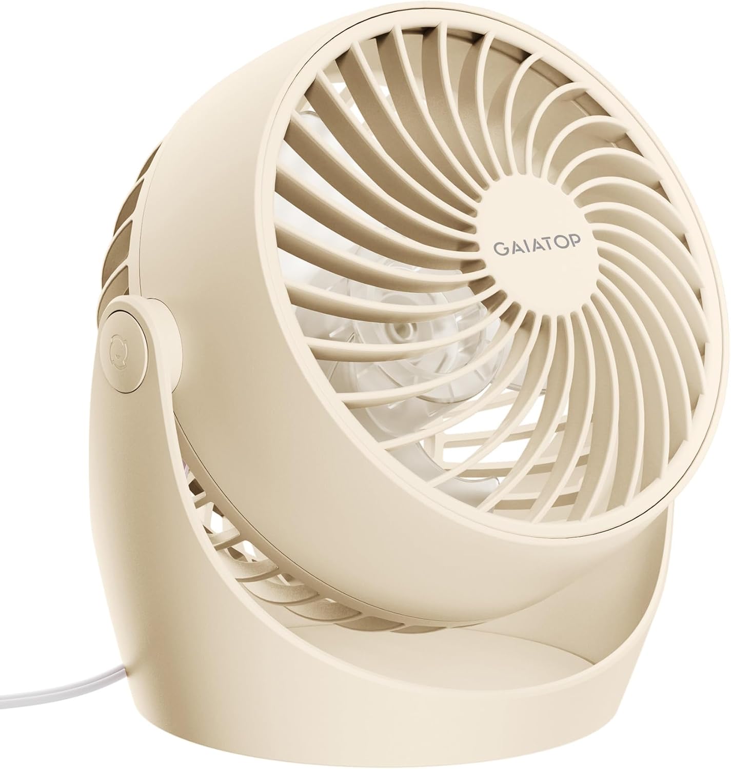 Gaiatop Desk Fan, 5-Inch Portable Electric Table Desktop Air Circulator Fans, Small but Powerful with 3 Speed 360° Adjustable Tilt for Cooling Home Dorm Office Bedroom Bathroom Kitchen, Beige
