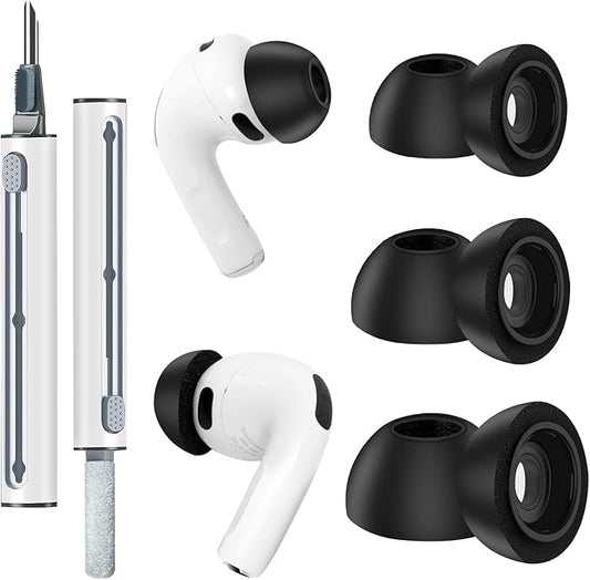 Memory Foam Eartips Compatible with Airpods Pro 3 (2025), Soft Anti-Slip Replacement Tips Compatible with AirPods Pro 3rd Generation with Dust Guard Screen & Cleaning Pen, 3 Pairs (S/M/L, Black)