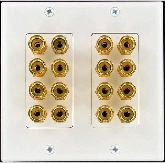 Speaker Wall Plate 16 Post for 8 Speakers and Color Coded for Home Theater System Dolby Audio Sound Our Speaker Wall Plates Provide an Easy Professional Clean Look.
