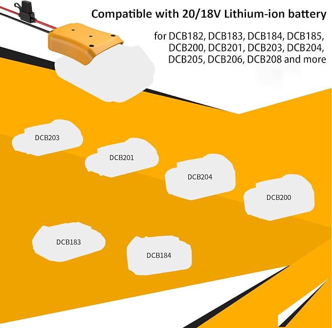Kzreect 20V to 12V Step-Down Converter Compatible with Dewalt 20V Battery, DC 12V 20A 240W Voltage Regulator for Golf Cart RC Car LED Lights DIY Toys