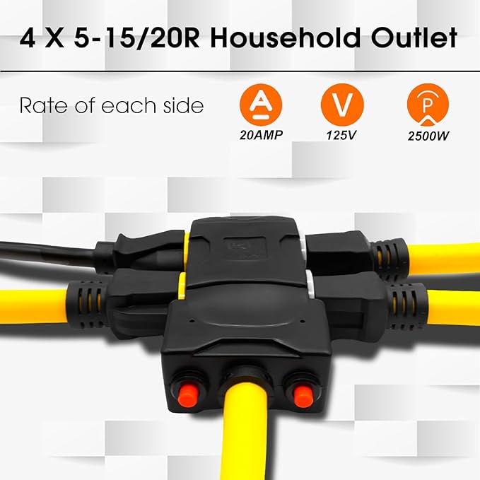 50Amp to 20Amp 110V Adapter, Compatible with NEMA 10-50P to 4X 5-20R/15R with 20 Amp Circuit Breaker, 220/250V Electrical Stove/Range/Oven Male Plug Gas 110/125V Power Convert Adapter(10 FT)