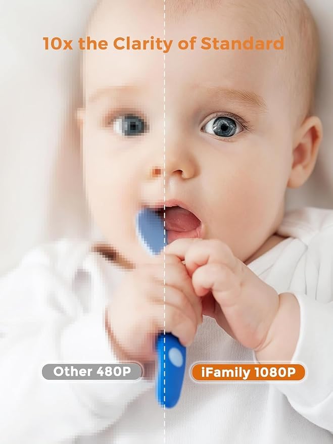 iFamily 7" Large Split Baby Monitor with 2 HD Cameras and Audio, 1080P HD Video Baby Monitor No WiFi,Hack Proof, up to 120hr Battery Life, Built-in White Noise& lullabies