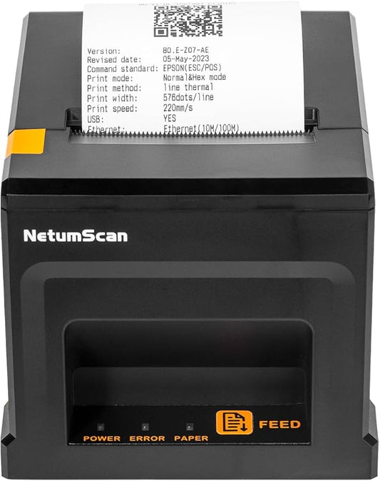 NetumScan USB POS Receipt Printer, 80mm Thermal Receipt Printer with Auto Cutter Cash Drawer, 300mm/s, Support Windows/Mac/Linux, Restaurant Kitchen Printer for ESC/POS(Only USB Interface) 8360