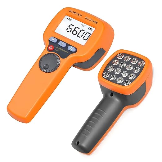 BTMETER Handheld Stroboscope 60~99999 RPM, Digital Strobe Light Tachometer BT-DT10S, Estroboscopio Non Contact Motor Engine Speed Analyzer Measure Hz Velocity w/High Accuracy 0.001%