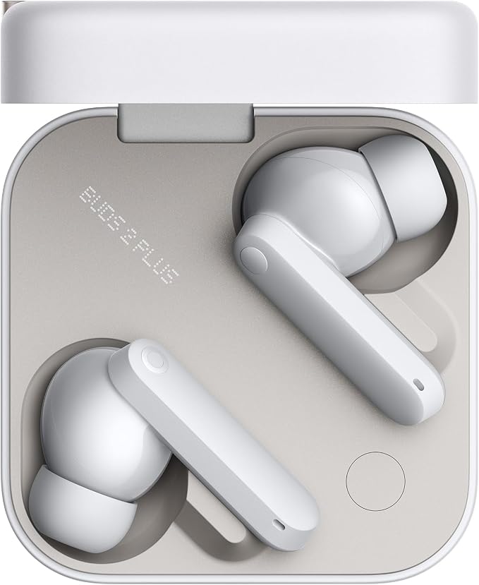 CMF Buds 2 Plus Wireless Earbuds Adaptive Noise Cancelling, Hi-Res Audio Bluetooth Headphones, 12mm Drivers for Deep Bass, 50dB ANC 61.5H Playtime, Sport Ear Buds with 6 Mics, Light Grey