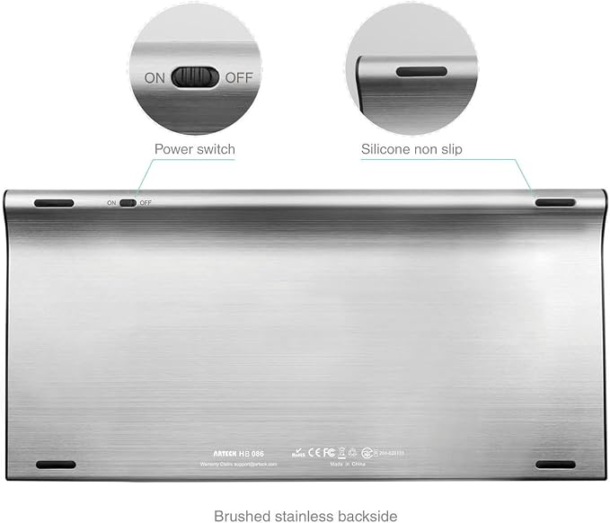 Arteck Bluetooth Keyboard and Mouse Combo Ultra Compact Slim Stainless Full Size Keyboard and Ergonomic Mice for Computer/Desktop/PC/Laptop/Surface and Windows 10/8/7 Built in Rechargeable Battery