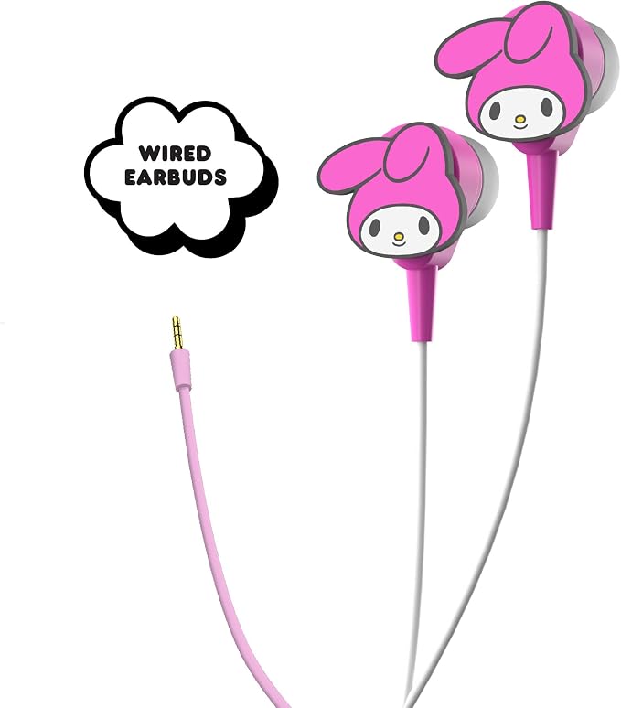 Hello Kitty 2-in-1 Wireless Bluetooth Headphones with Wired Earbuds – Foldable Over-Ear Headset with Built-in Mic, AUX Cable, Adjustable Headband, and Onboard Controls – My Melody