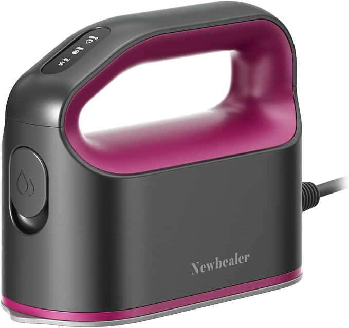 Newbealer Smart Steam Iron 1200W Turbocharged Steam 120V (Ash Pink) | Mini Heat Press, Pro-Grade 3 Steam & 3 Dry Heat Modes, 45s Heat-Up, Auto-Off, Nonstick Ceramic Soleplate, for Home/RV/Hotel