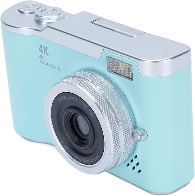 Digital Camera, 1080P HD 48MP Digital Point & Shoot Camera with 2.4 Inch HD Flip Screen, Built in LED Fill Light, 8X Digital Zoom, for Teens Students (Green)