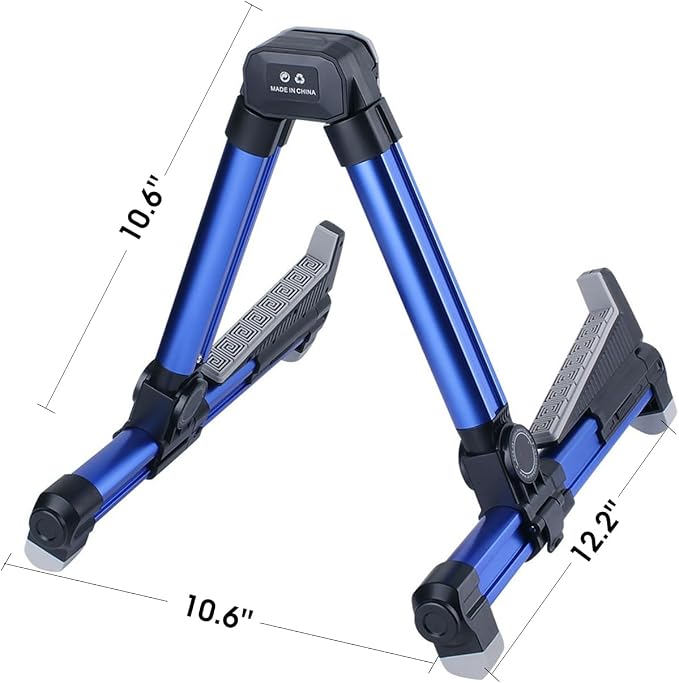 ENO MUSIC Folding Acoustic Guitar Stand, Suitable for Electric Guitars, Bass Guitars (BLUE)