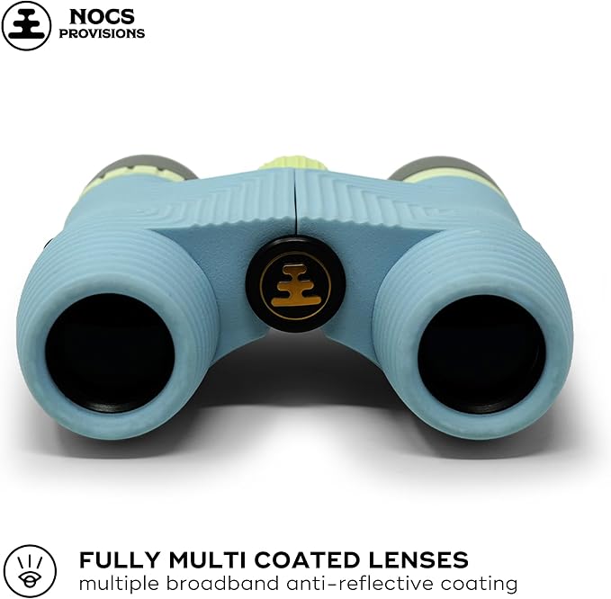 Nocs Provisions Standard Issue 10x25 Waterproof Binoculars, 10X Magnification, Bak4 Prism, Wide View Multi-Coated Lenses for Bird Watching, Hiking & Backpacking - Celeste Blue