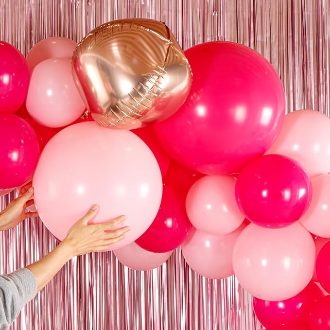 Restaurantware-Balloonify Balloon Garland Set, 1 Party Decoration Kit - 163 Balloons, With Chain, Pink And Rose Latex Balloon Arch Kit, Includes Glue Dots And Fishing Line