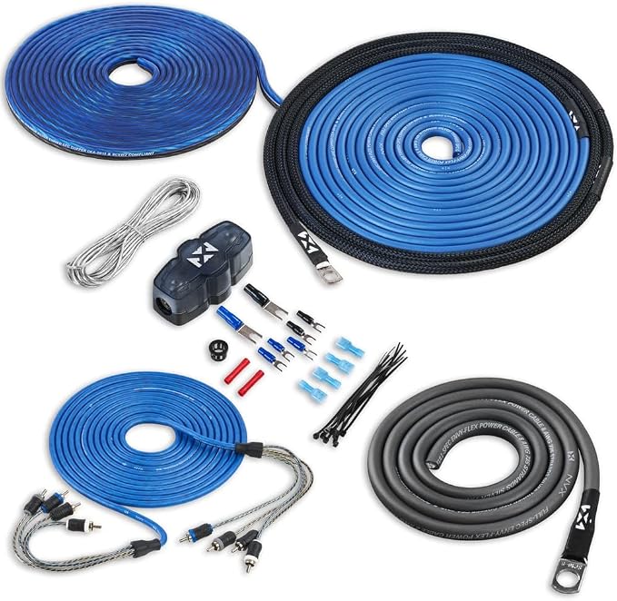 NVX True 8 Gauge AWG 100% OFC Complete Amplifier Wiring Kit with 4-Channel RCA Cable - XKIT84