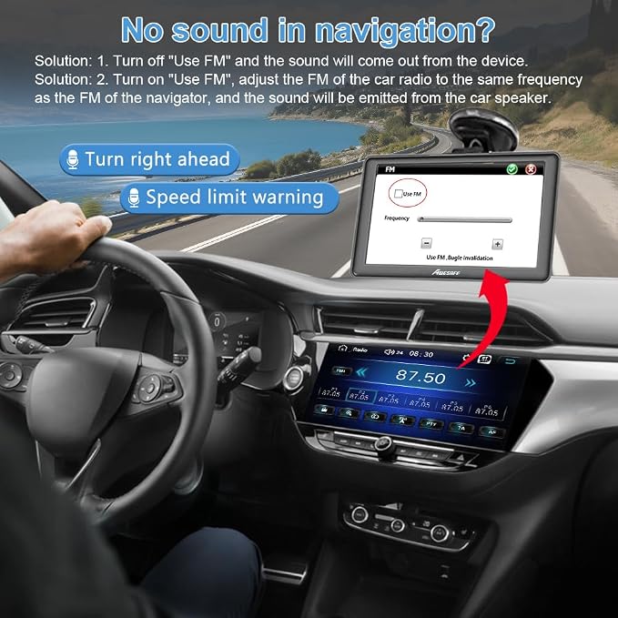 AWESAFE GPS Navigator for Car, Latest 2026 Map 7 Inch Touch Screen, Real Voice Spoken Turn-by-Turn Direction Reminding Navigation System for Cars, Vehicle GPS with Speed and Red Light Warning