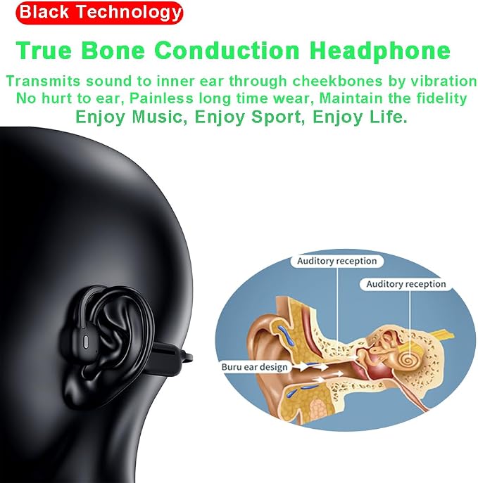 AYI True Bone Conduction Swimming Headphones with Bluetooth 5.4 & MP3 Player Mode 32GB Built-in Memory IPX8 Waterproof Screen Display Pain-Free Open-Ear Earphone for Sport and Work-Black