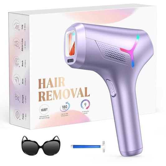 LYSMOSKI Laser Hair Removal for Women and Men, At-Home IPL Hair Removal Device with 5.2 cm² Treatment Window, Nearly Painless, Visible Results in 2 Weeks, Full Body Treatment in 8 Minutes,Purple