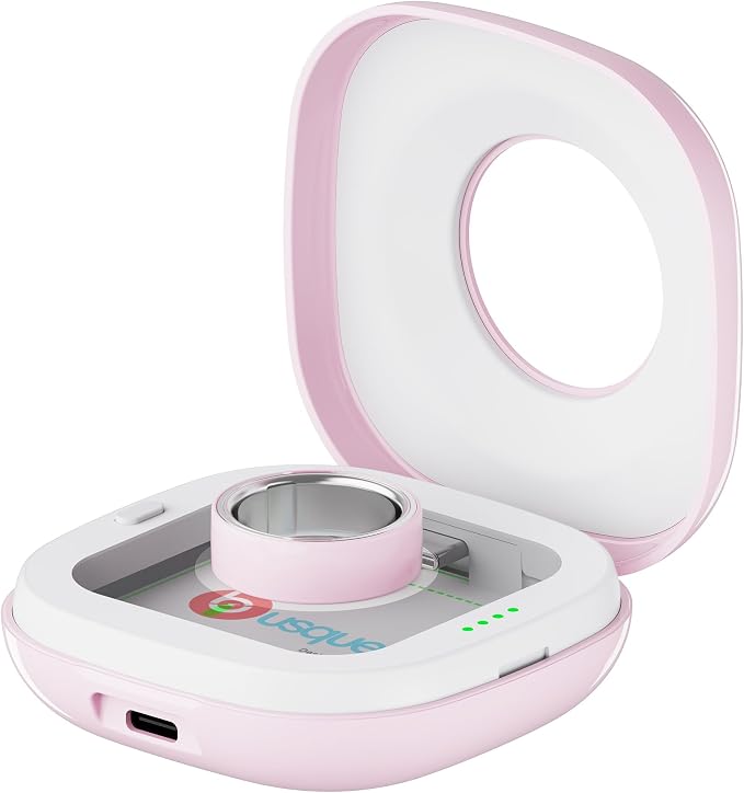 Portable Charging Case Compatible with Oura Ring 4 Charger, Fits All-Sized Ring Gen 4, Up to 10 Ring Charges，Pink (Official Charger NOT Included)