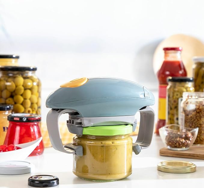 InnovaGoods® Lloucan Electric Jar Opener, Can Opener Kitchen Accessory, Automatic Can Opener for New Sealed Jars, Hands Free Can Opener Less Effort to Open (Grey)