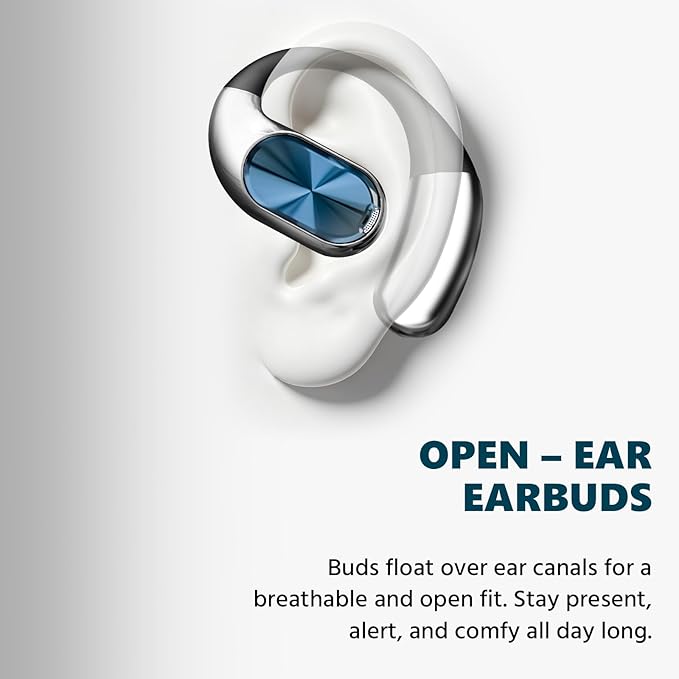 Open Ear Earbuds,Open Ear Headphones Wireless Bluetooth 6.0,Powerful Sound,60H Playtime,IPX5 Waterproof,Rotatable Design,Sport Earbuds for Running & Fitness