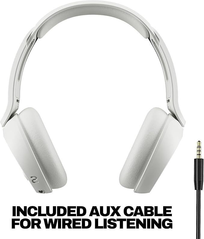 Skullcandy Icon 180 Wireless On-Ear Bluetooth Headphones, Up to 50 Hours Battery, Lightweight and Travel Ready, Secure Fit, Sweat and Water Resistant, Microphone iPhone Android - Bone