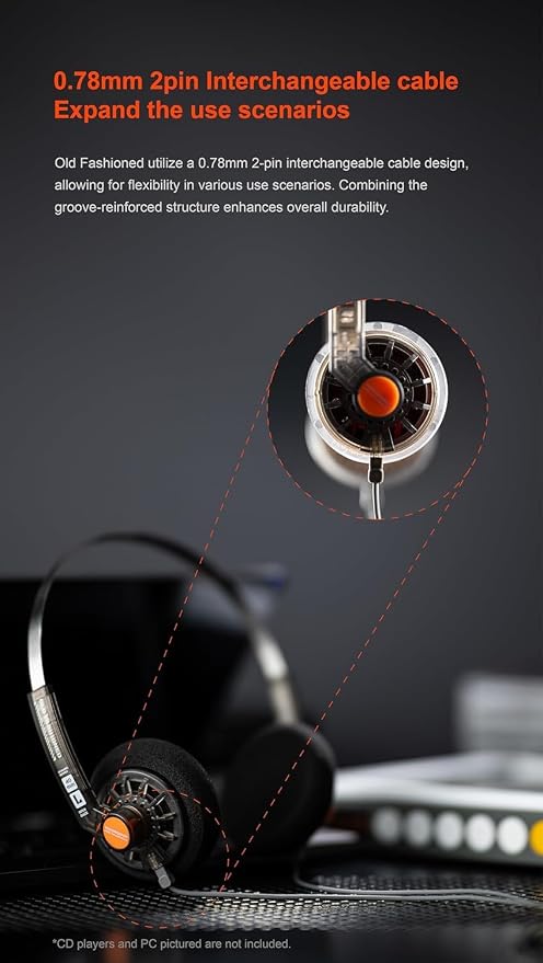 Moondrop Old Fashioned 40mm On-Ear Headphone with 0.78mm 2pin Open-Back Headphone (4.4mm Jack)