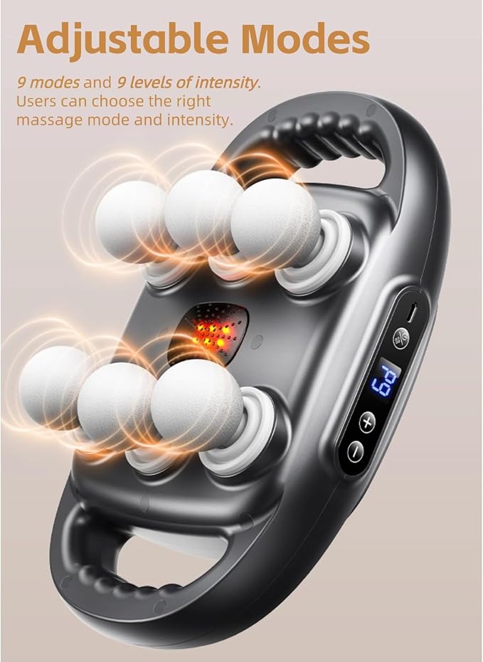 Yoidesu 6 Head Muscle Massager High Frequency Vibration Deep Tissue Massager 9 Modes 9 Levels Electric Body Massager with 2000mAh Battery for Home Gym Neck Hip and Thighs