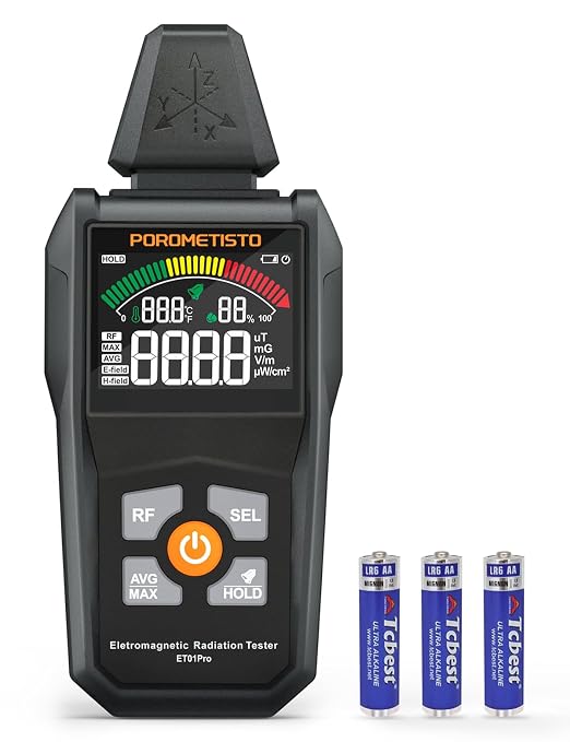 EMF Meter Radiation Detector, ET01Pro EMF Detector, 5-in-1 Electromagnetic Field & Radio Frequency Detector for Home Use & Office EMF Inspections, Ghost Hunting Equipment