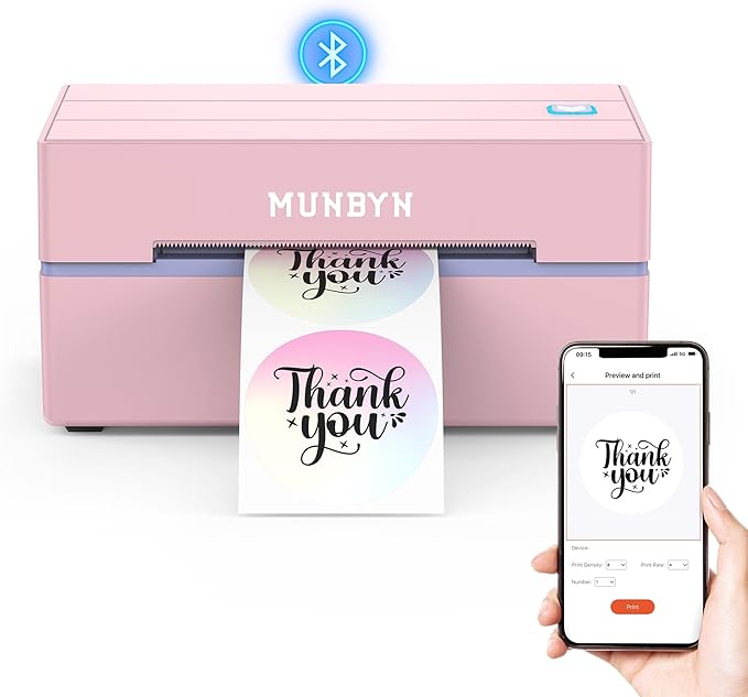 130B Bluetooth Thermal Label Printer+4"x6" Direct Thermal Shipping Labels