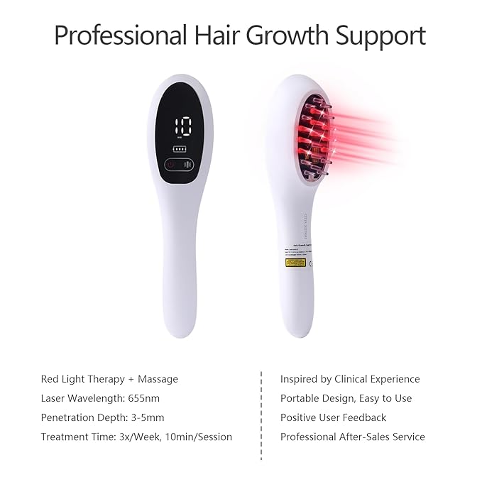 Laser Comb, FDA Cleared Device, Red Light Therapy for Hair Growth, Professional Grade Hair Loss Treatment, Regrows Fuller and Thicker Hair, Reverses Thinning, Stimulates Growth for Men & Women