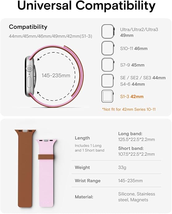 MOFT Snap Duo Watch Bands Compatible with Apple Watch, Quick Magnetic Wear, Duo-Color Design & Soft Silicone, iWatch Bands for Ultra 3/2/1, Series 11/10/9/8/7/SE/6/5/4/3/2/1, 38/40/41/42/44/45/46/49mm