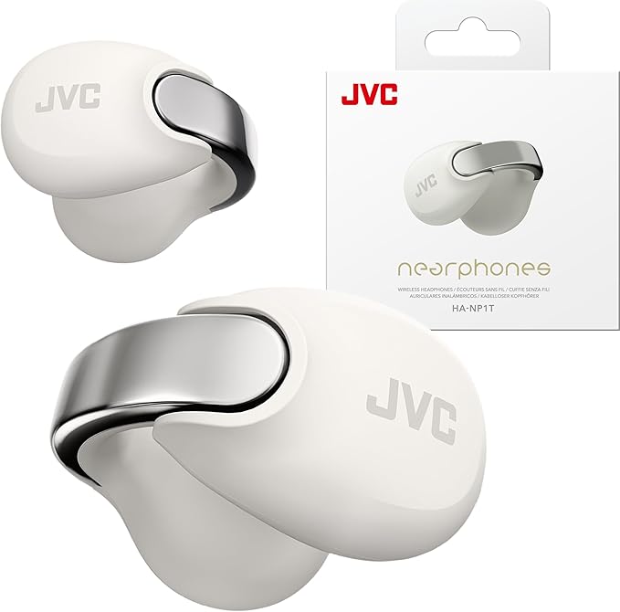 JVC Nearphones Open Ear True Wireless Headphones - Open Ear Earbuds - Bluetooth 5.3-24H Playback - IPX4 Water Resistant - Built-in Mic - Awareness & Comfort - Ear Clip Earbuds - HANP1T