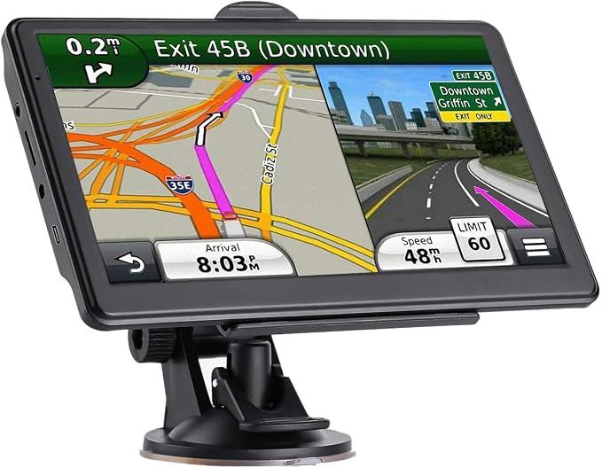 GPS Navigation for Car, 2025 Map 7 inch Touch Screen Car GPS, Voice Turn Direction Guidance, Support Speed and Red Light Warning, Pre-Installed North America Lifetime map Free Update