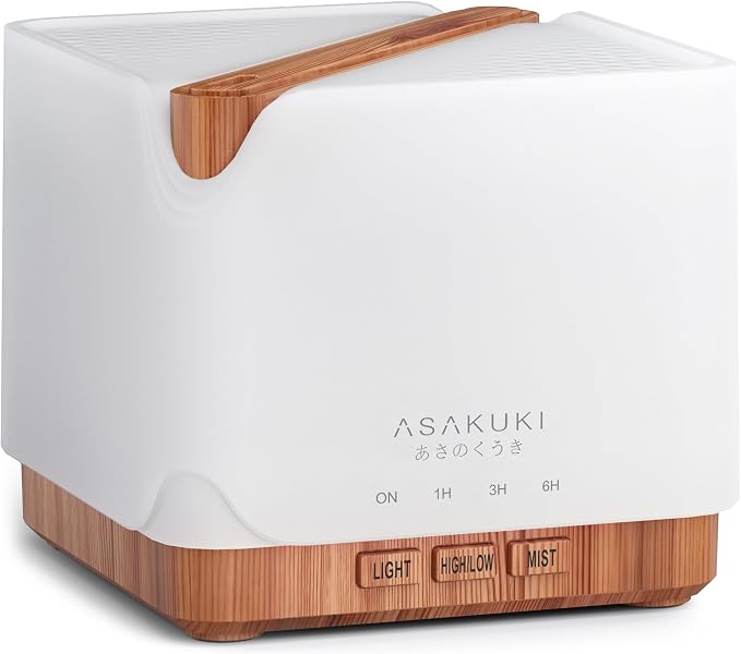 ASAKUKI Essential Oil Diffuser for Home, Large 700 ml Humidifier with Automatic Shut-Off, Scent Aromatherapy Diffuser with 7 LED Lights for Living Room, Kitchen, Bedroom, Hotel - Yellow