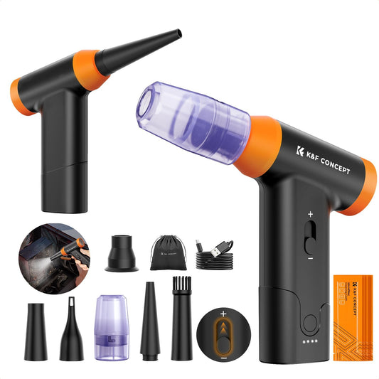 K&F CONCEPT Blower & Suction 2 in 1 Compressed Air Duster, with LED Light,150000RPM Electric Air Duster, 3 Gear Adjustable&Portable, Dust Blower for Computer, Keyboard, House, Outdoor and Car