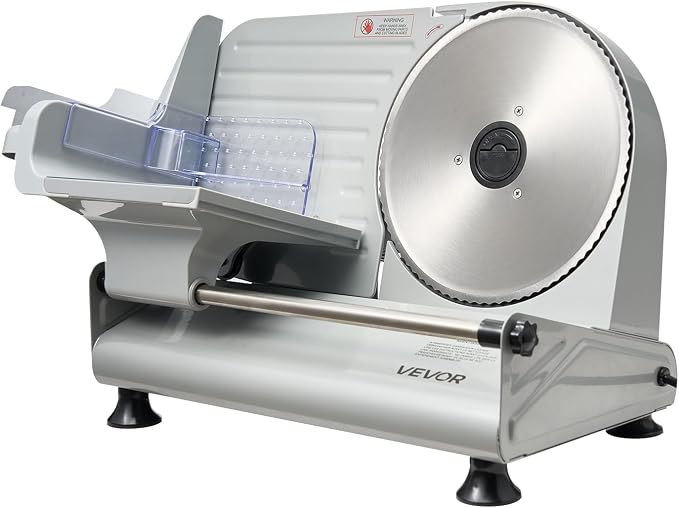 VEVOR Meat Slicer, 8.6" Electric Deli Slicer with 2 SUS420 Blades & 0-0.6" Adjustable Thickness, Dual Security Lock, 200W Home Food-Slicer for Frozen Meat, Ham, Baguett, Steak, ETL Approved
