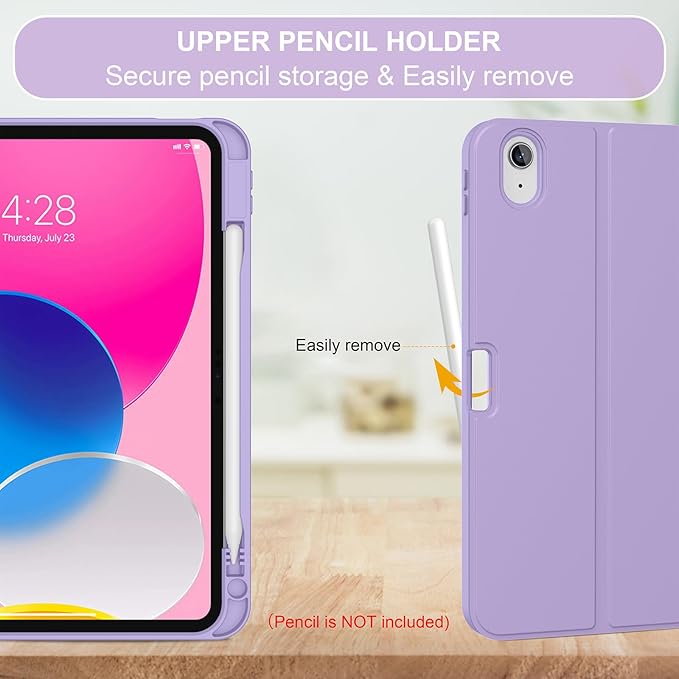 Soke for iPad (A16) 11th/10th Generation Case with Keyboard(2025/2022)-7 Color Backlight Wireless Detachable Folio Keyboard Cover with Built-in Pencil Holder for iPad 11/10.9 inch, Lilac